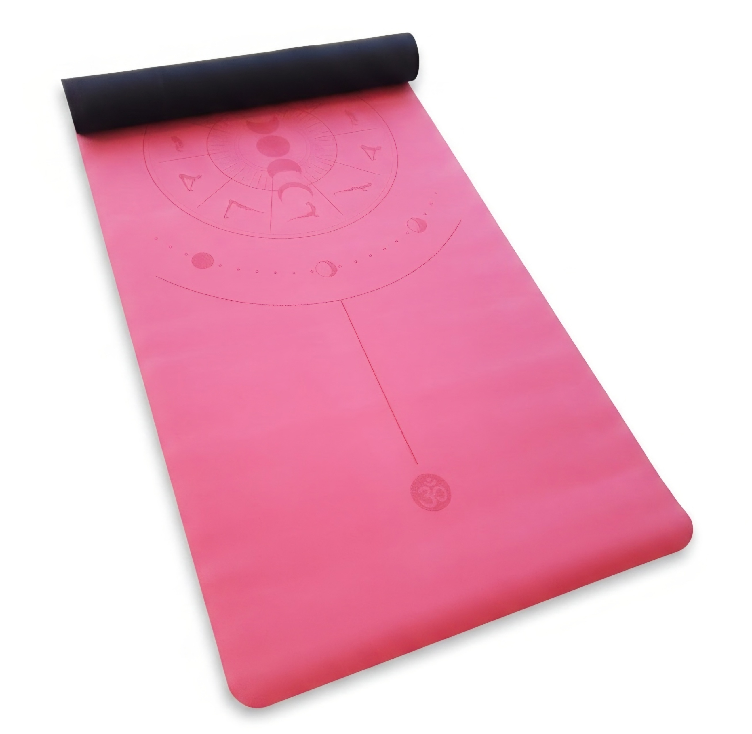 Yoga/Pilates Matı Kaydırmaz Doğal Kauçuk 5mm Pembe Çember Desenli