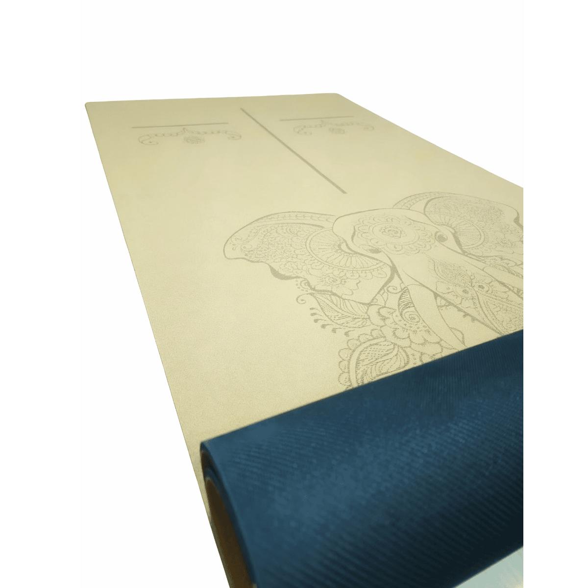 Doğal Mantar Yoga Mat Kokusuz Kauçuk Taban 5mm Ganesha/Filbaşı Desenli