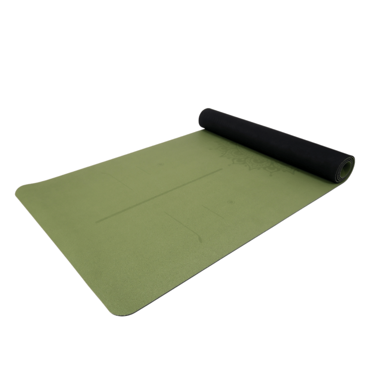 Kaydırmaz Doğal Kauçuk Yoga Matı 5mm Yeşil Om Desenli