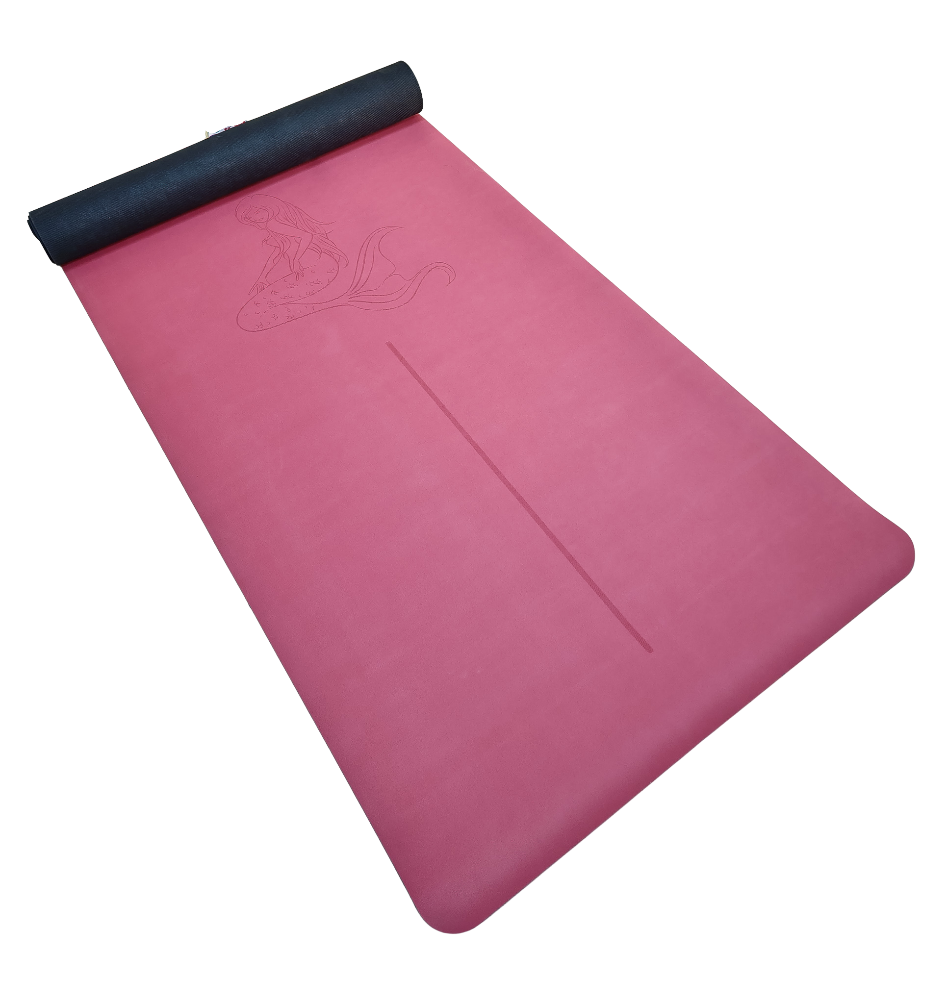 Yoga Matı Kaydırmaz Doğal Kauçuk 5mm Pembe Denizkızı Tasarımlı